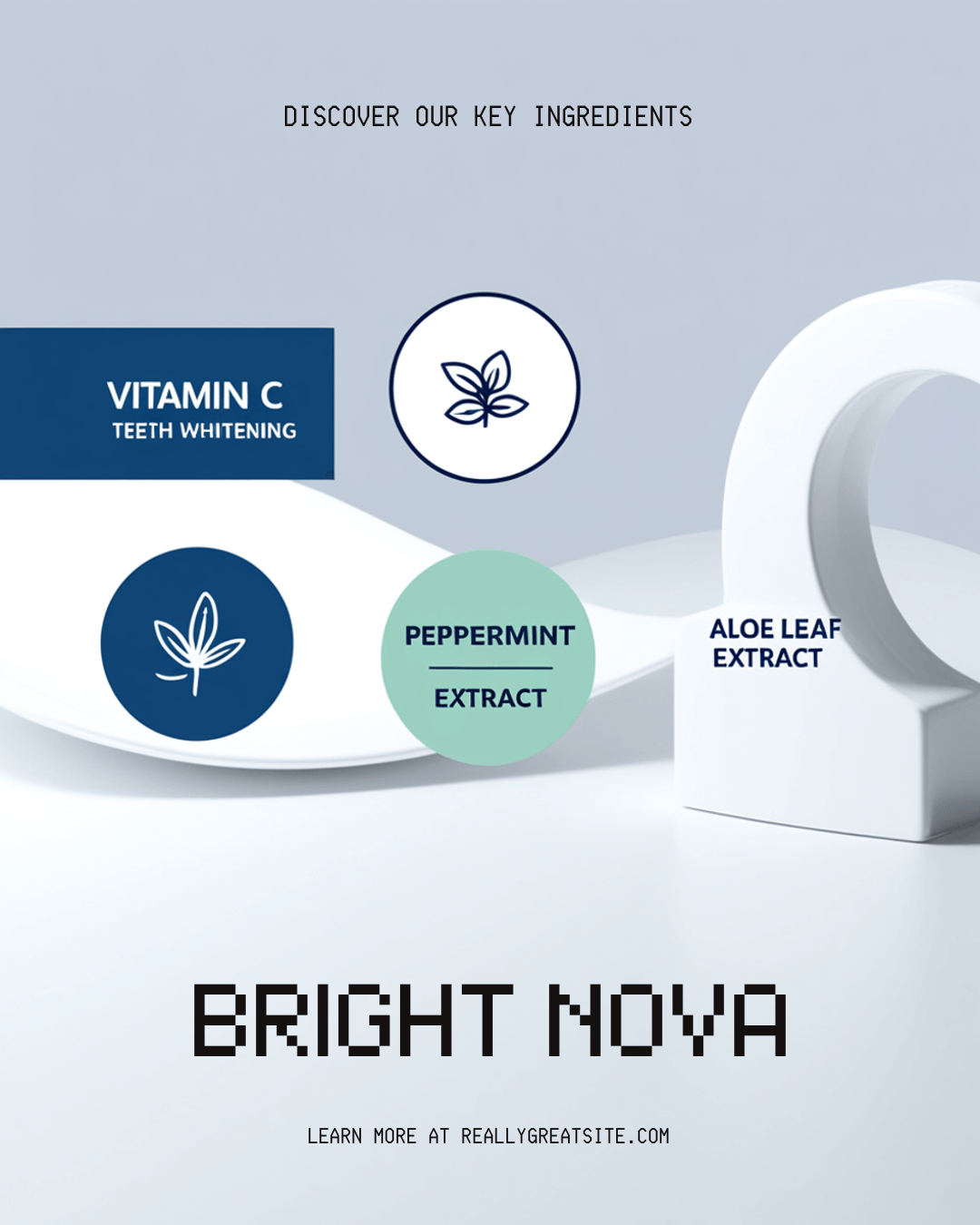 Bright Nova Whitening Strips natural ingredients - Vitamin C peppermint extract and aloe leaf extract