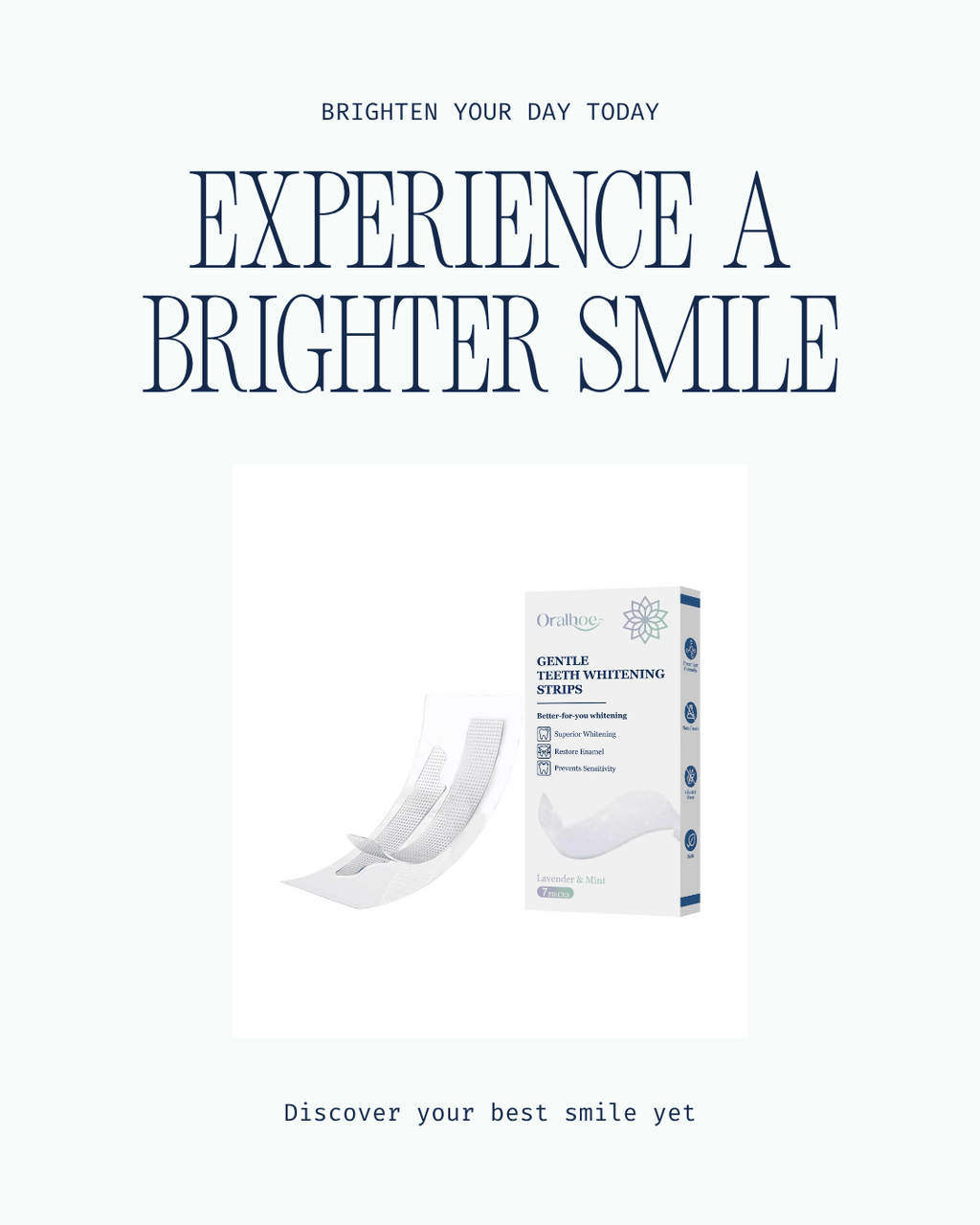 Bright Nova Whitening Strips 7-Day Kit product box and whitening strips on clean background