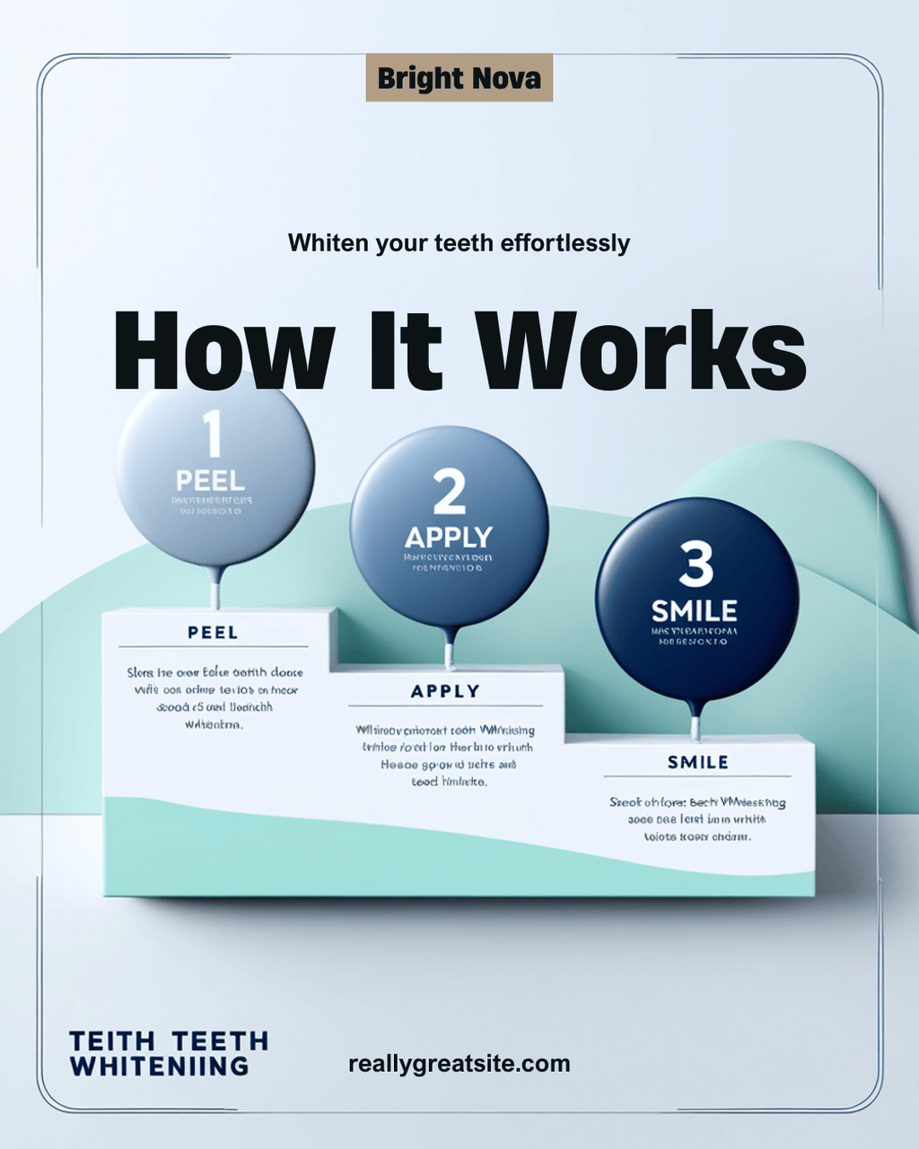 How to use Bright Nova Whitening Strips in 3 simple steps - peel apply and smile